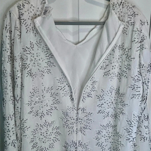 🤍”Gunit Fashions” Vintage White Beaded Tunic w/ “Snowflake” Pattern Size 2X 🩶 - Picture 8 of 17